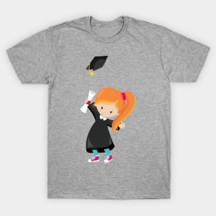 Graduation Girl, Cute Girl, Orange Hair, Diploma T-Shirt